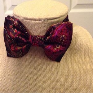 Satin multi colored red bow tie